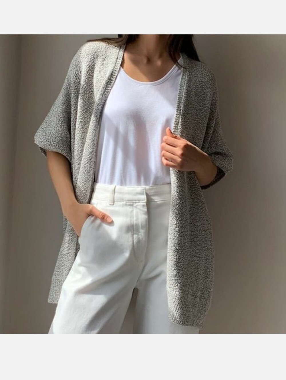 Aritzia Community Ionic Cape Cardigan Oversized Cotton Grey Dolman Minimalist